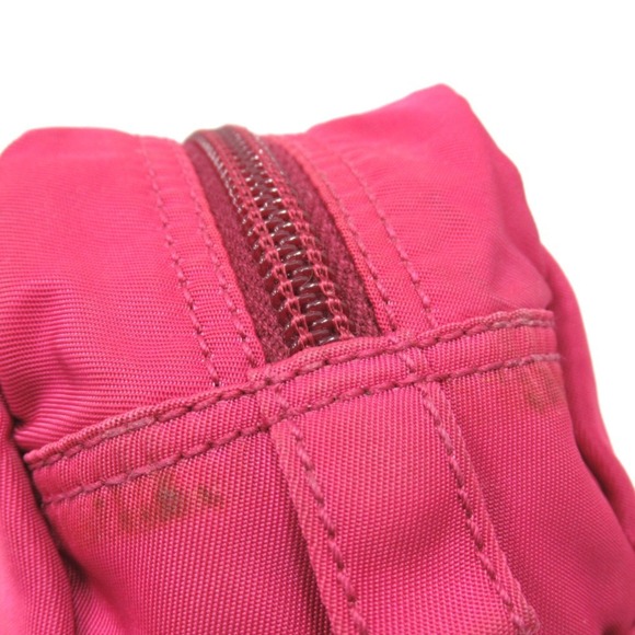 PRADA Prada nylon pouch bag with triangle logo and triangular plate, pink, fo...